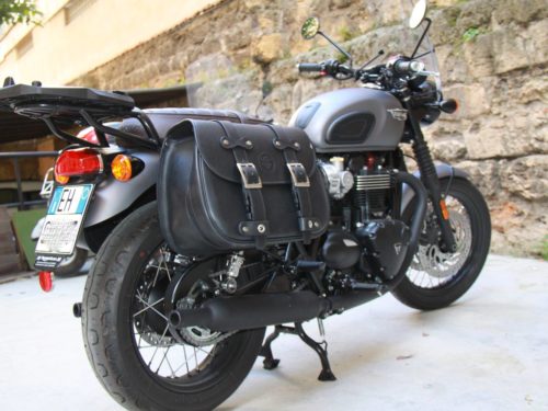 Custom Bag Triumph - Nera - fissaggio a 5 cinghie per telaio originale triumph - immagine 4