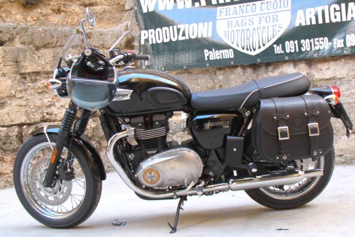 Custom Bag Triumph - Nera - fissaggio a 5 cinghie per telaio originale triumph