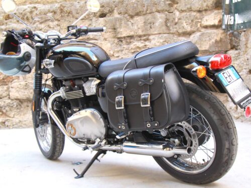 Custom Bag Triumph - Nera - fissaggio a 5 cinghie per telaio originale triumph - immagine 2