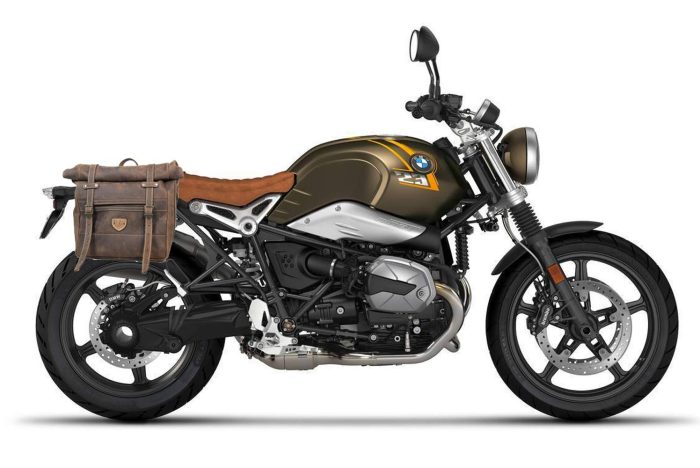 Borsa laterale per BMW RnineT - Roller Bag - vitello Old Brown con telaio UNIT e sgancio rapido ClickFix