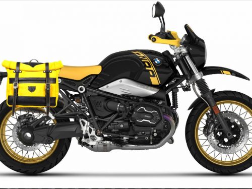 Borsa laterale per BMW RnineT - Roller Bag pelle Scamosciato Giallo e vitello nero con telaio UNIT e sgancio rapido ClickFix - immagine 9