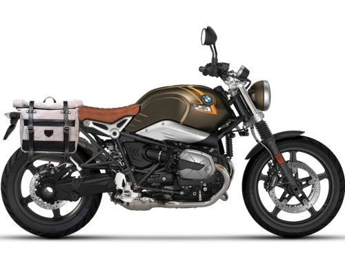 Borsa laterale per BMW RnineT - Roller Bag - scamosciato Grigio e vitello nero con telai UNIT e sgancio rapido ClickFix - immagine 2