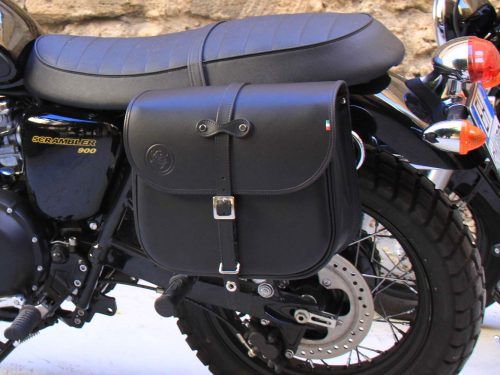 Vintage Bag per Triumph Street Scrambler 900 - nera  fissaggio con cinghie su supporto originale - immagine 2