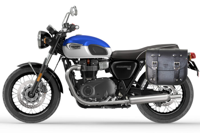 Borse laterali LR25 Coppia per Triumph Bonneville T100 - Nera con Supporto B&B e Sgancio rapido ClickFix