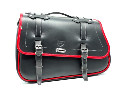 Borse laterali per Guzzi V7 Stone Special Edition - Corner Bag Coppia Estendibile  Con supporto B&B e sgancio rapido ClickFix (Bordi rossi) - immagine 5