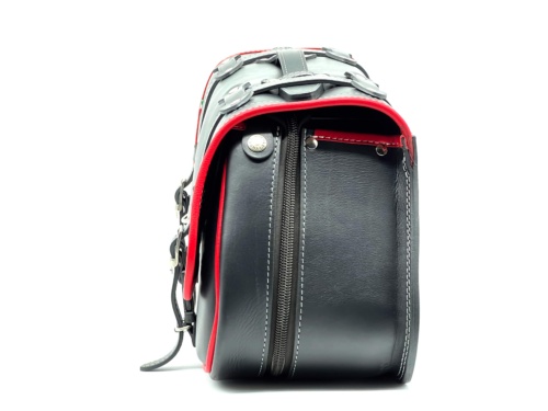 Borse laterali per Guzzi V7 Stone Special Edition - Corner Bag Coppia Estendibile  Con supporto B&B e sgancio rapido ClickFix (Bordi rossi) - immagine 7