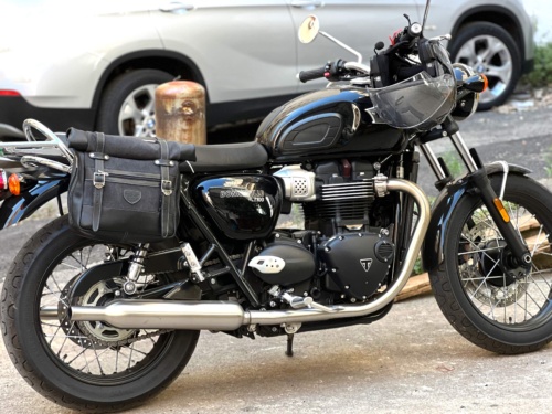 Borse laterali per Ducati Scrambler - Little Bag Coppia nere - con telai Cafè e sgancio rapido ClickFix - immagine 3