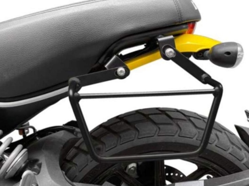 Borse laterali per Ducati Scrambler - Little Bag Coppia nere - con telai Cafè e sgancio rapido ClickFix - immagine 9