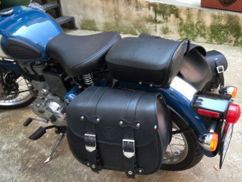 Borsa laterale per Royal Enfield Classic 350/500- Custom Bag Sinistra Nera con Telaio Cafè e Sgancio rapido Click Fix - immagine 3