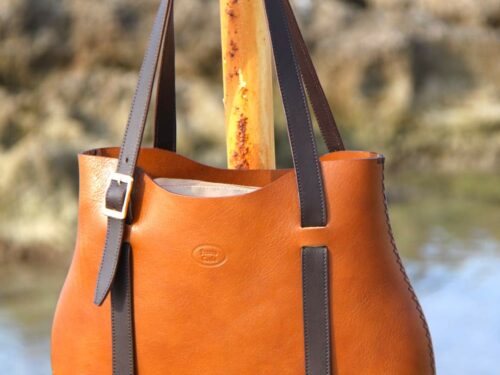 O-Bag Leather Max - Colore Cognac e Testa di moro - immagine 5