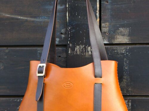 O-Bag Leather Max - Colore Cognac e Testa di moro - immagine 8