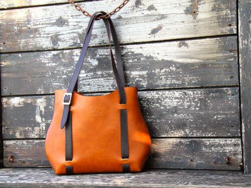 O-Bag Leather Max - Colore Cognac e Testa di moro - immagine 6