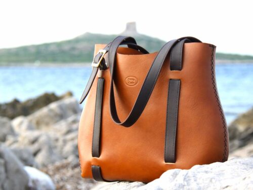 O-Bag Leather Max - Colore Cognac e Testa di moro - immagine 7